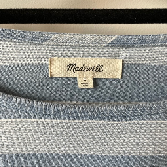 MADEWELL Indigo Stripe-Block t-shirt in light blue Size Small - Picture 8 of 11